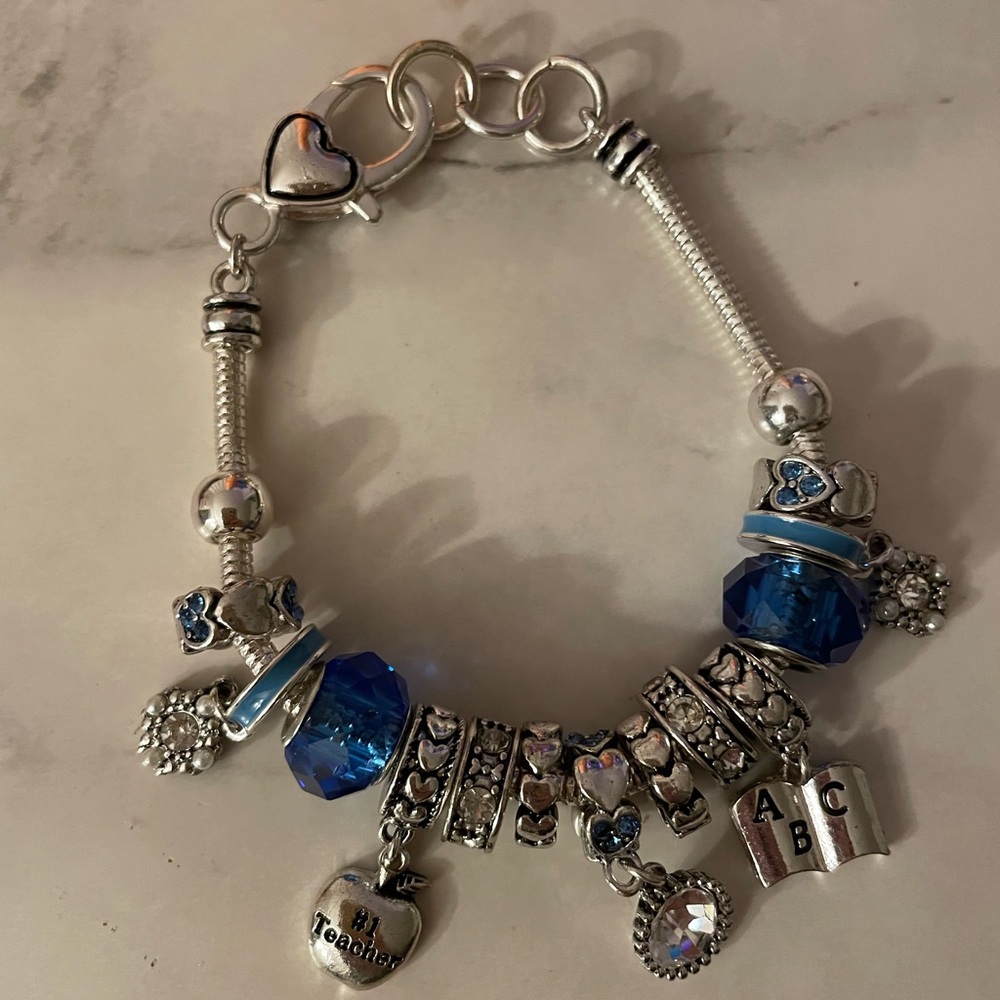 Charming Silver Bracelet with Blue Accents